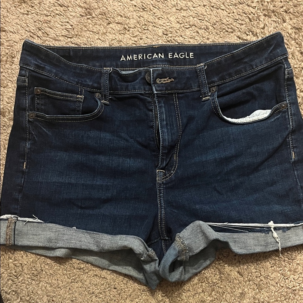 American Eagle Outfitters Women's Dark Blue Denim Shorts